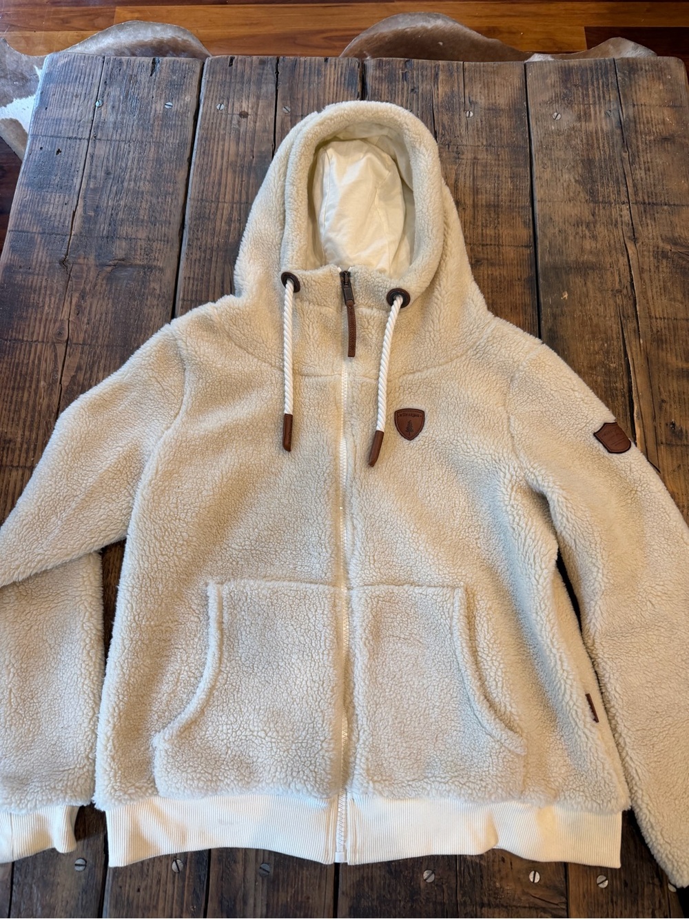 Wanakome Cream Sherpa Zip Hoodie - Soft Fleece Jacket